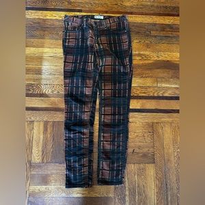 Plaid Free People corduroy pants. Women’s 29. Cotton/spandex blend.